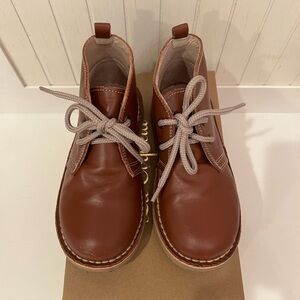 La Coqueta - Dark Tan Leather Kids Desert Boots (Boy or Girl) Size US 11.5 EU 29